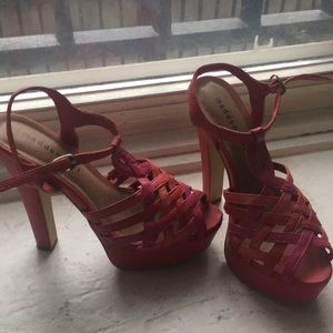 Pink-Red-Purple Strappy Heels
